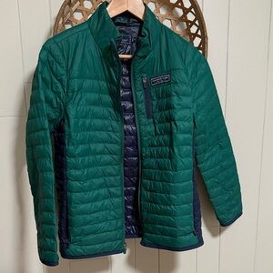 Vineyard Vines Emerald Quilted Puffer with Navy Accents 12-14 yrs